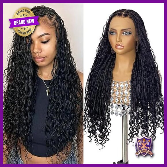 28 Inch Full Lace Human Hair Blended Wig Bohemian Curly Ends Pre-Plucked main image 4